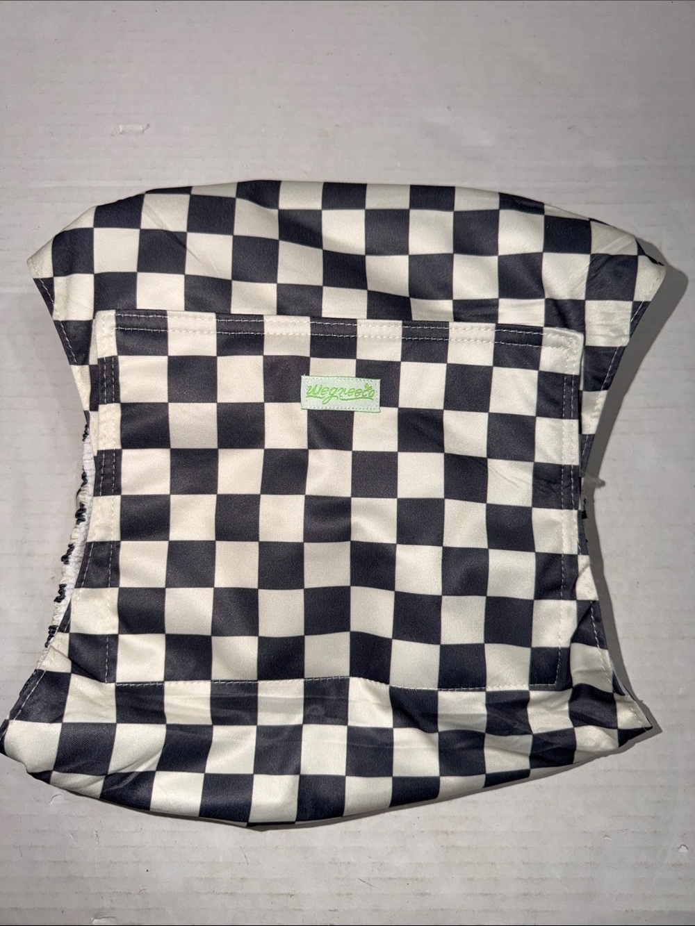 Dark Grey and Cream Checkerboard Dog Diaper